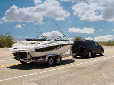 Truck Practicing Safe Towing With Boat