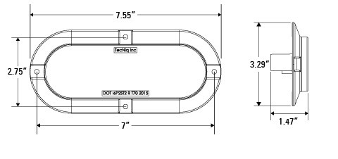 Stop/Tail/Turn & Reverse LED Surface Mount Dimensions