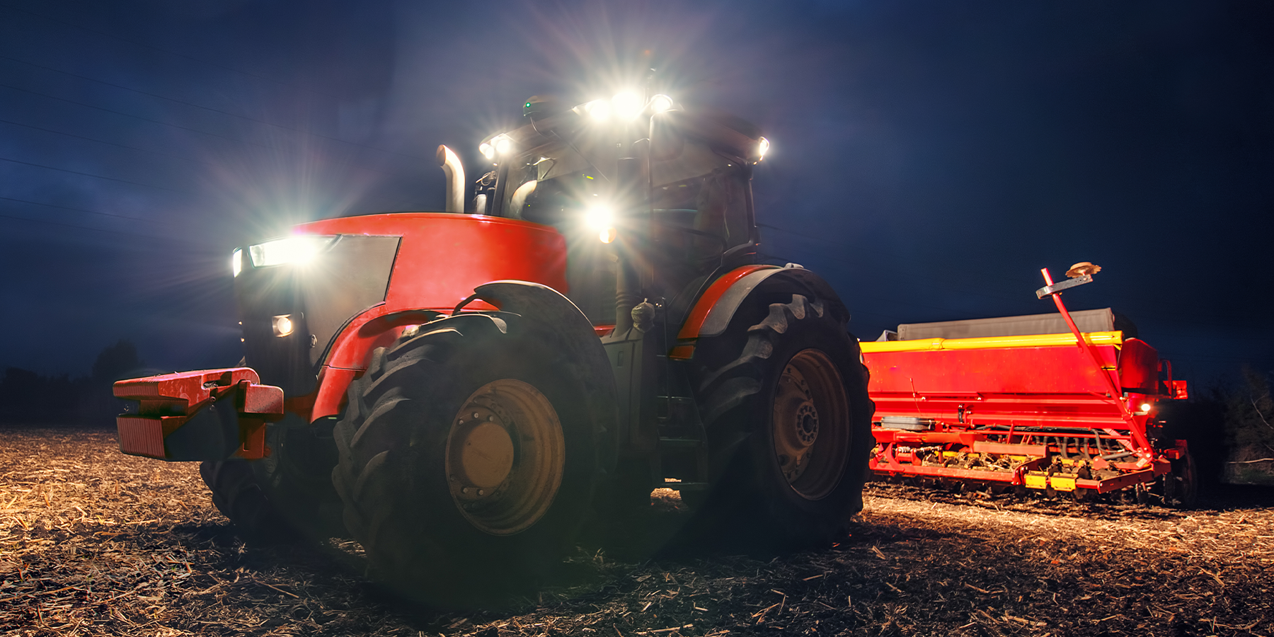 Tractor at Night With Agriculture LED Lights